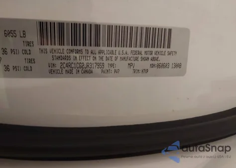 2018 Chrysler Pacifica Lx from USA, damaged, VIN 2C4RC1CG2JR317959